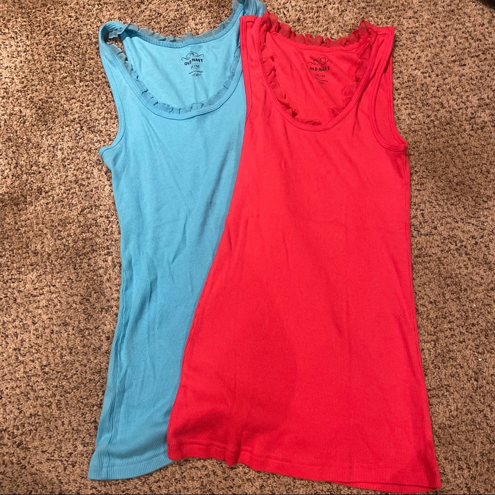 NWOT Old Navy Bundle Ruffle Trim Ribbed Tank Tops Set Medium